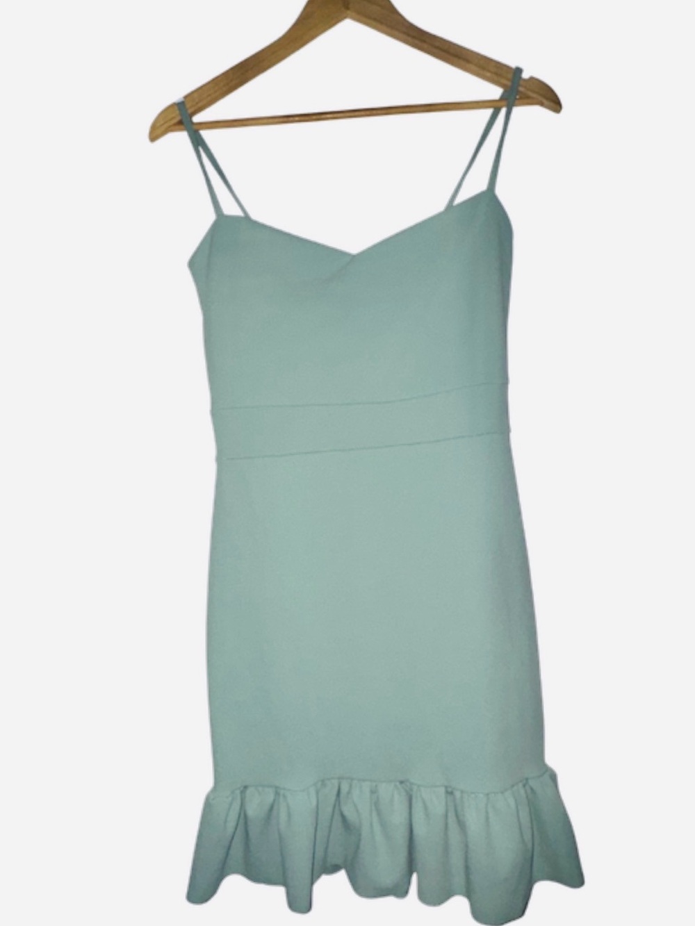 Boohoo Light Aqua Spaghetti-Strap Ruffle Hem Dress summer mini dress NWT